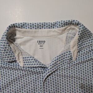 Izod Blue and White Patterned Golf Polo 2XLT